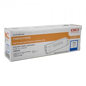 Genuine Oki C5850 / 5950 Cyan Toner Cartridge - 6,000 pages