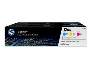 Genuine HP CF341A No.126A CMY Toner Tri Pack - 1,000 pages each