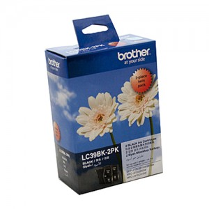 Genuine Brother LC-39BK Black Ink Cartridge - Twin pack 300 pages each