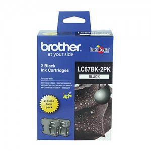 Genuine Brother LC-67BK Black Ink Cartridge - Twin pack of LC-67BK - 450 Pages each