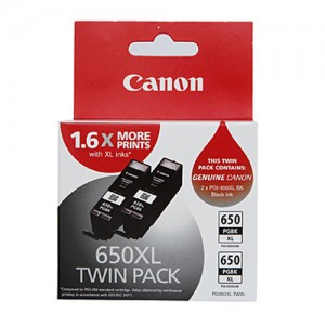 Genuine Canon PGI650XL Black Ink Twin Pack - 500 A4 pages each