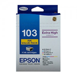 Genuine Epson T103   (103N) H/Y Ink Value Pack, contains BK,C,M & Y - Yields as above