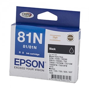 Genuine Epson T1111 (81N) Black Ink Cartridge (replaces T0811) - 520 pages
