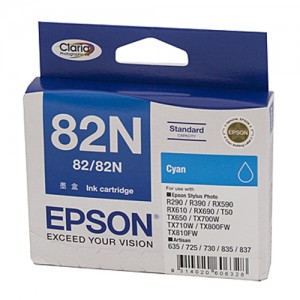 Genuine Epson T1122 (82N) Cyan Ink Cartridge (replaces T0822) - 510 pages