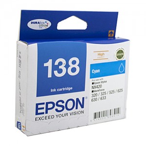 Genuine Epson T1382 (138) H/Y Cyan Ink Cartridge - 420 pages