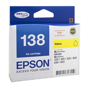 Genuine Epson T1384 (138) H/Y Yellow Ink Cartridge - 420 pages
