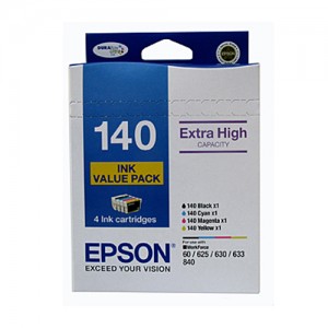 Genuine Epson T1404 (140) H/Y  Ink Value Pack (B, C, M, Y x 1 each) - Col 755 pages / Blk 945 pages