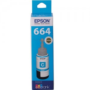 Genuine Epson T664 EcoTank Cyan Ink Bottle