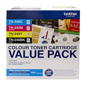 Genuine Brother TN-240CMYK Toner Cartridge Value Pack - Black, Cyan, Magenta & Yellow